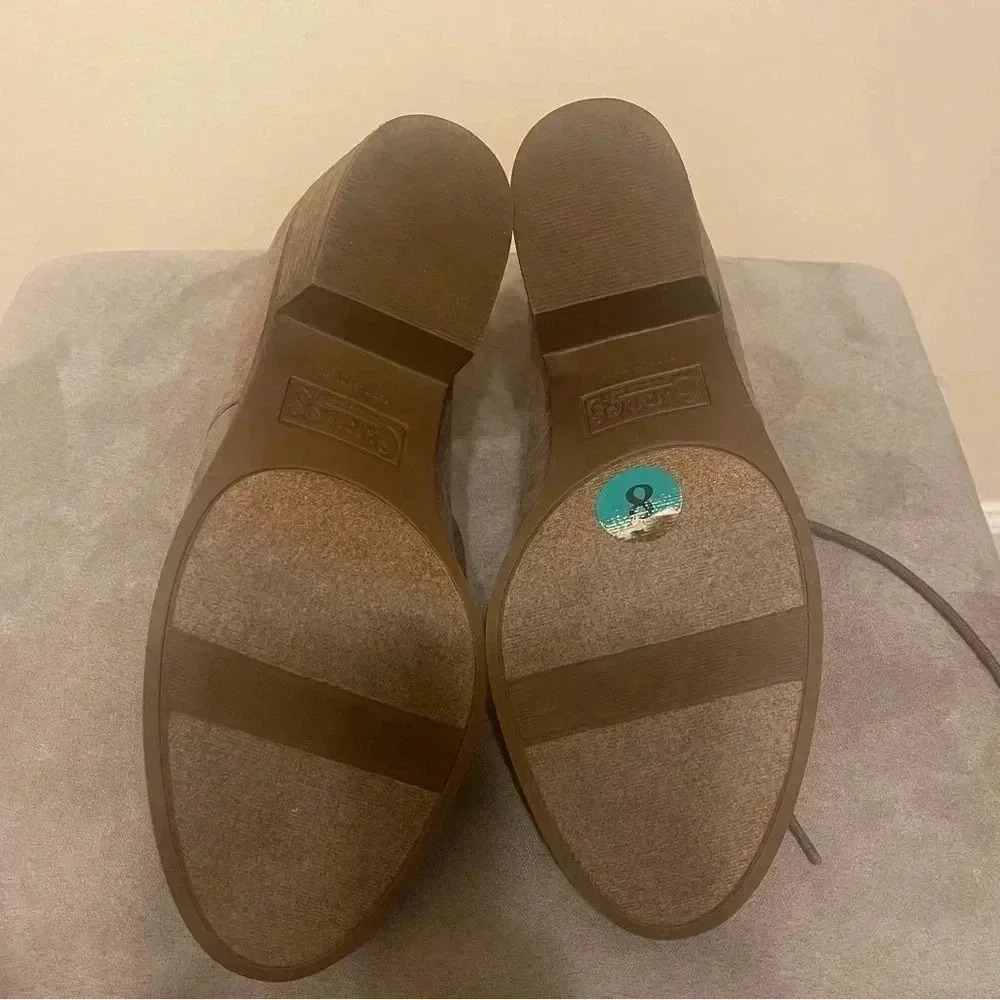 CARLOS SANTANA GRAHAM LACE UP FAUX SUEDE TAUPE BOOTIES SIZE 8M - Picture 8 of 11